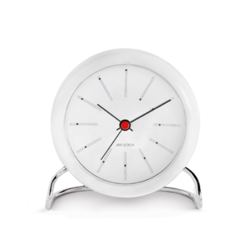 Arne Jacobsen Bankers Table Alarm Clock, Black 4.3"