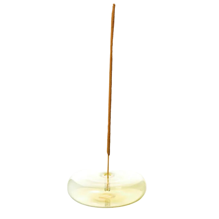 Dimple, Hand Blown Glass Incense Holder, Yellow