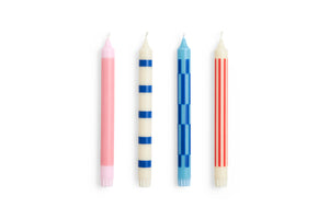 hay pattern candle set / pink red and blue