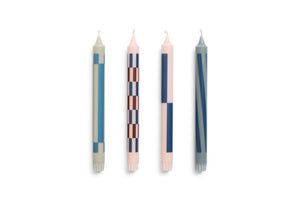 hay pattern candle set / light pink and blue