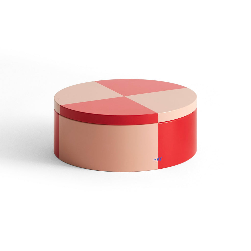 Tin Container, Round, Red/Soft Pink
