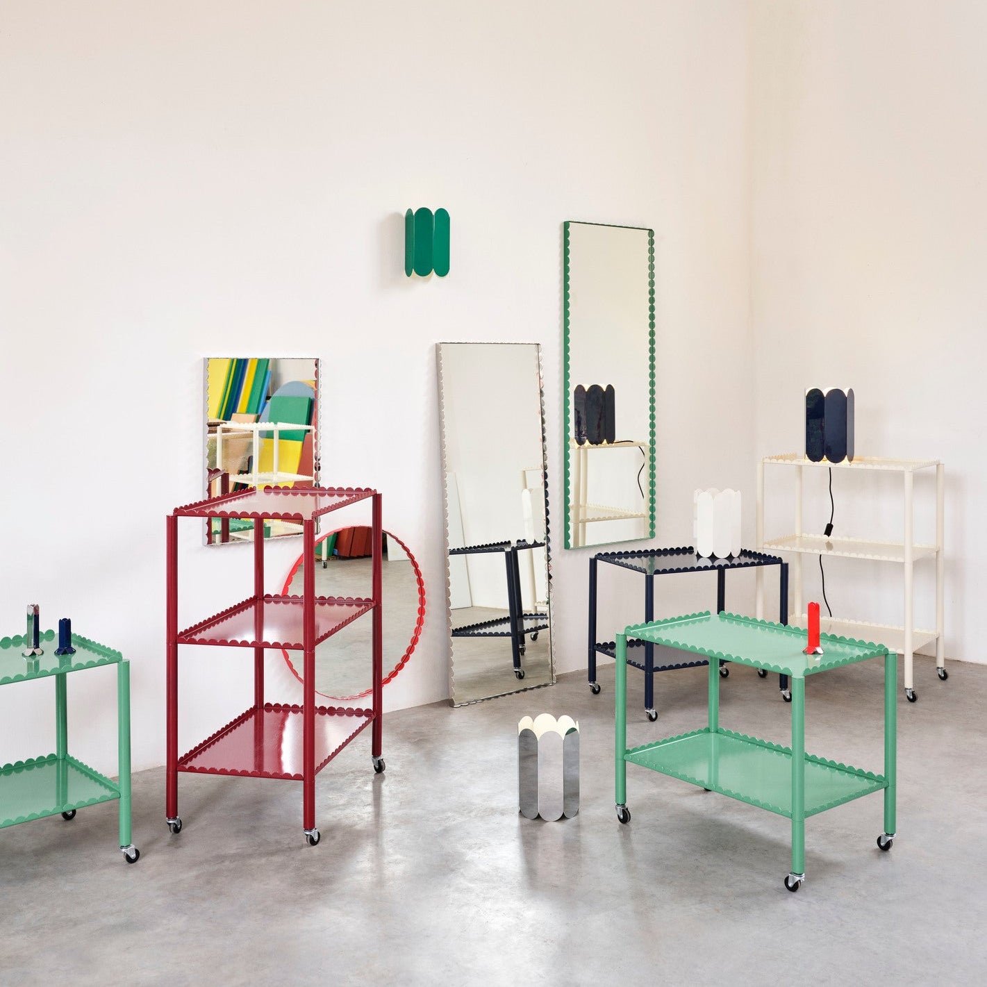 Arcs mirror, Rectangle Green, Medium