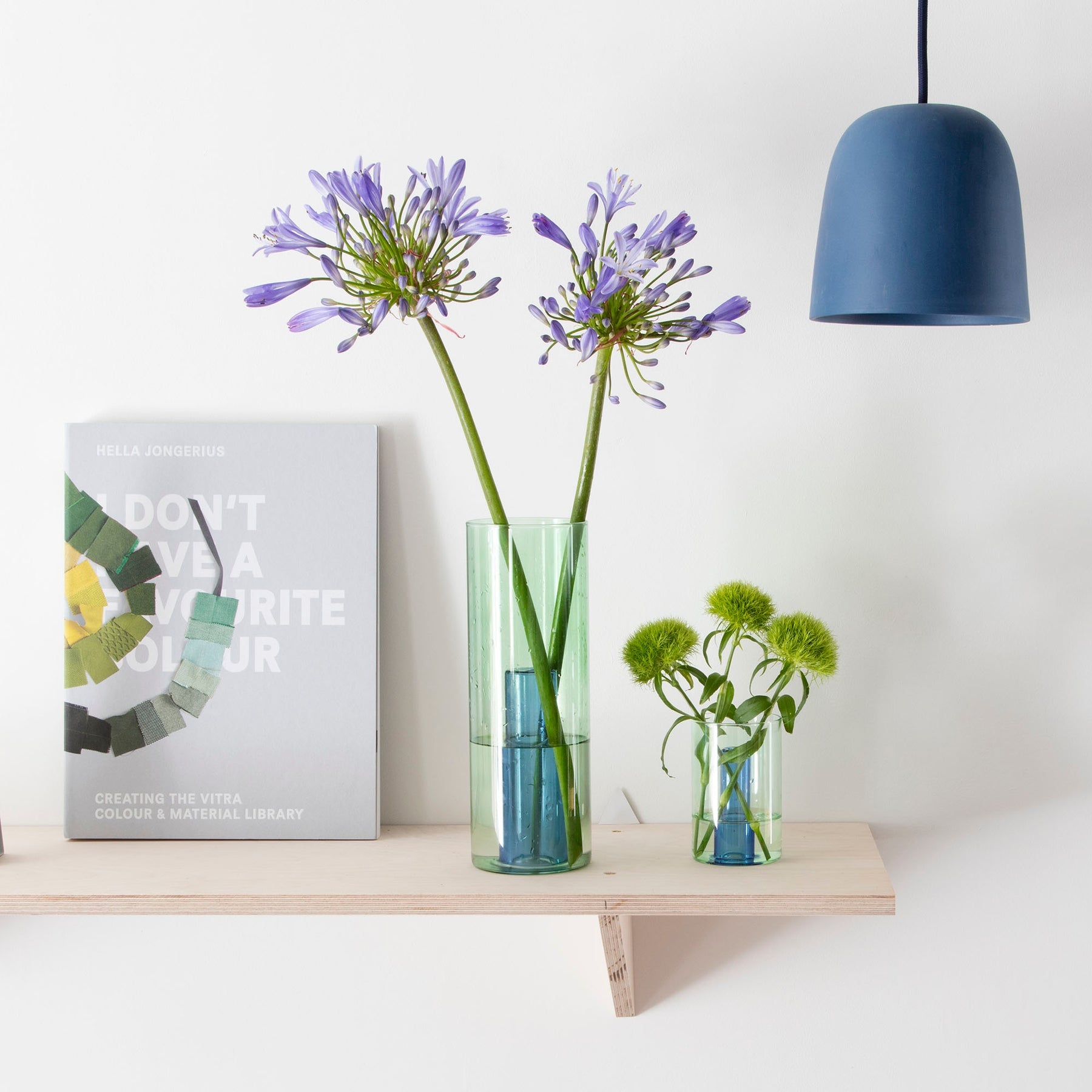 Reversible Glass Vase- Small - Green / Blue