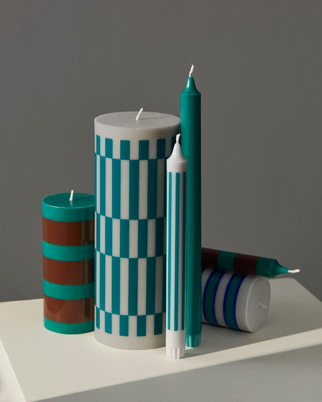 Column Candle, Light Grey/Green