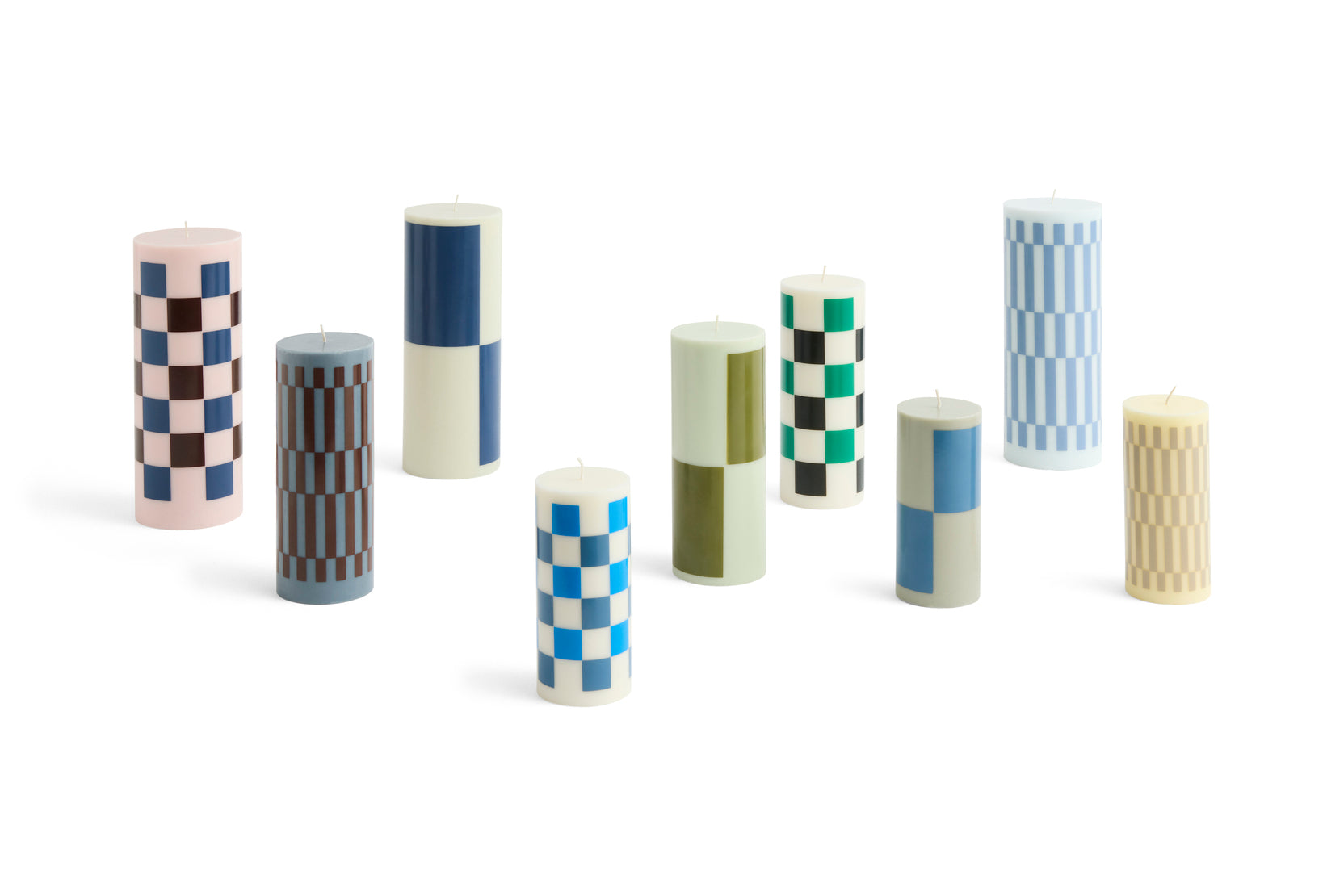 Column Candle, Large Blue/Dusty Blue