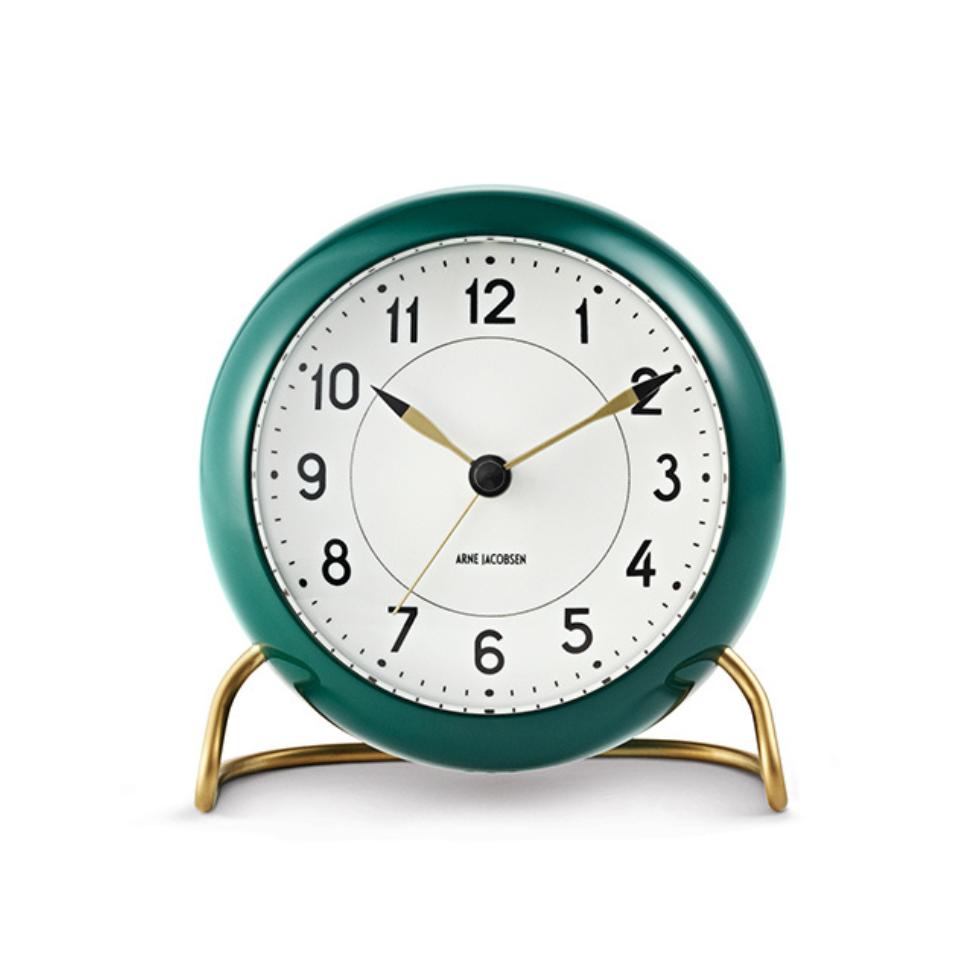 Arne Jacobsen Station Table Alarm Clock Green/White