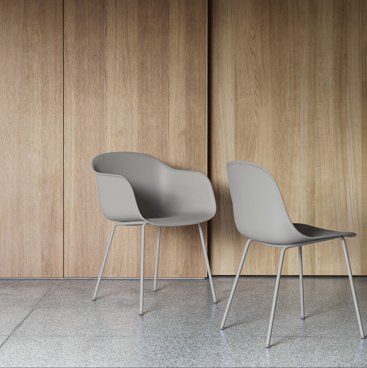 Fiber Arm Chair, Tube Base, Grey/Grey