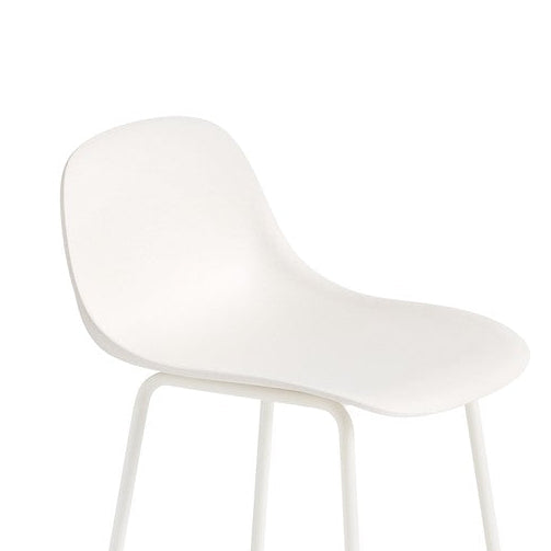 Fiber Stool with Backrest, tube base, 65cm, Natural White/White