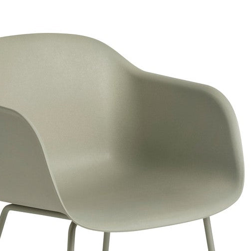 Fiber Arm Chair, Tube Base, Dusty Green
