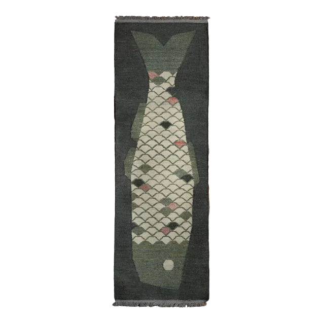 LUCKY FISH rug, 2'6" x 9' Green