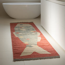 Lucky Fish Rug, 2'3x7', Blue