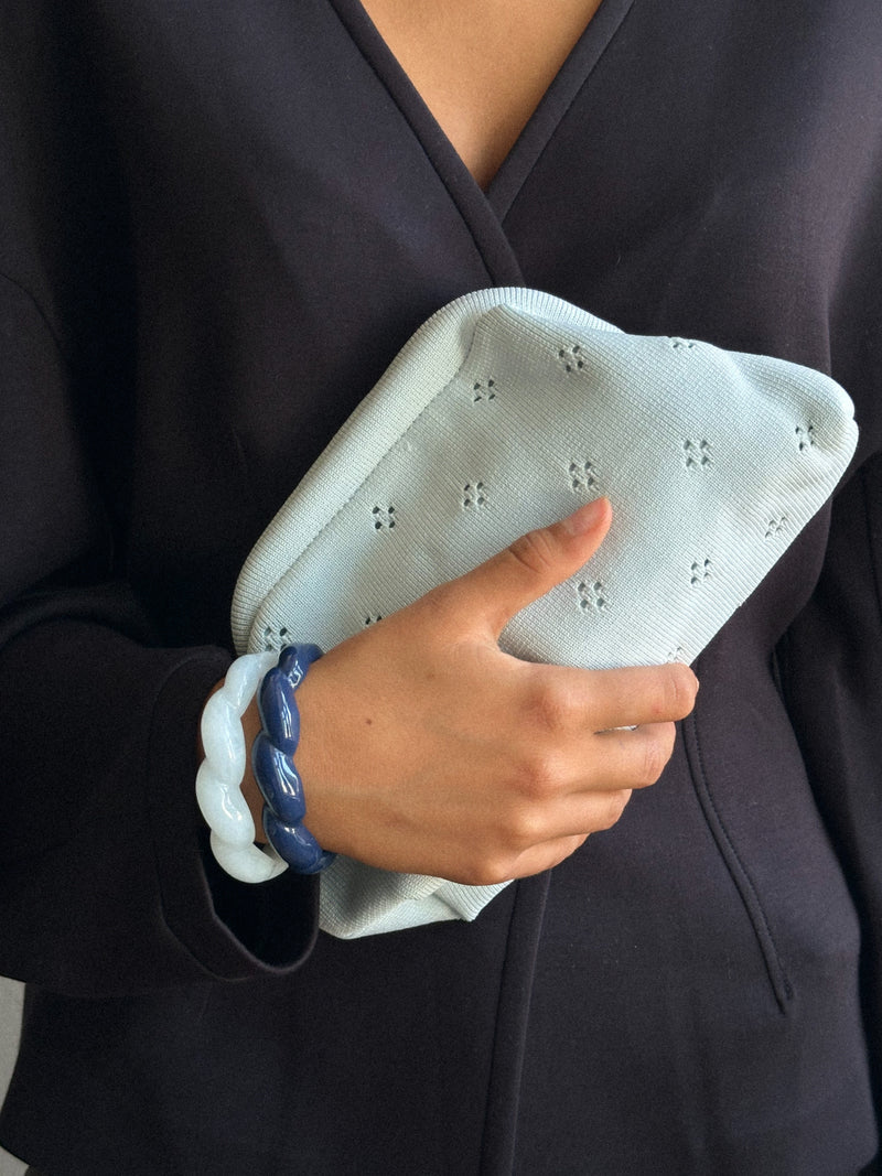 Small Fleur Clutch, Ice Blue
