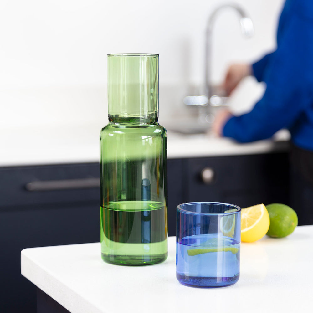 Duo Tone Glass Carafe, Green / Blue