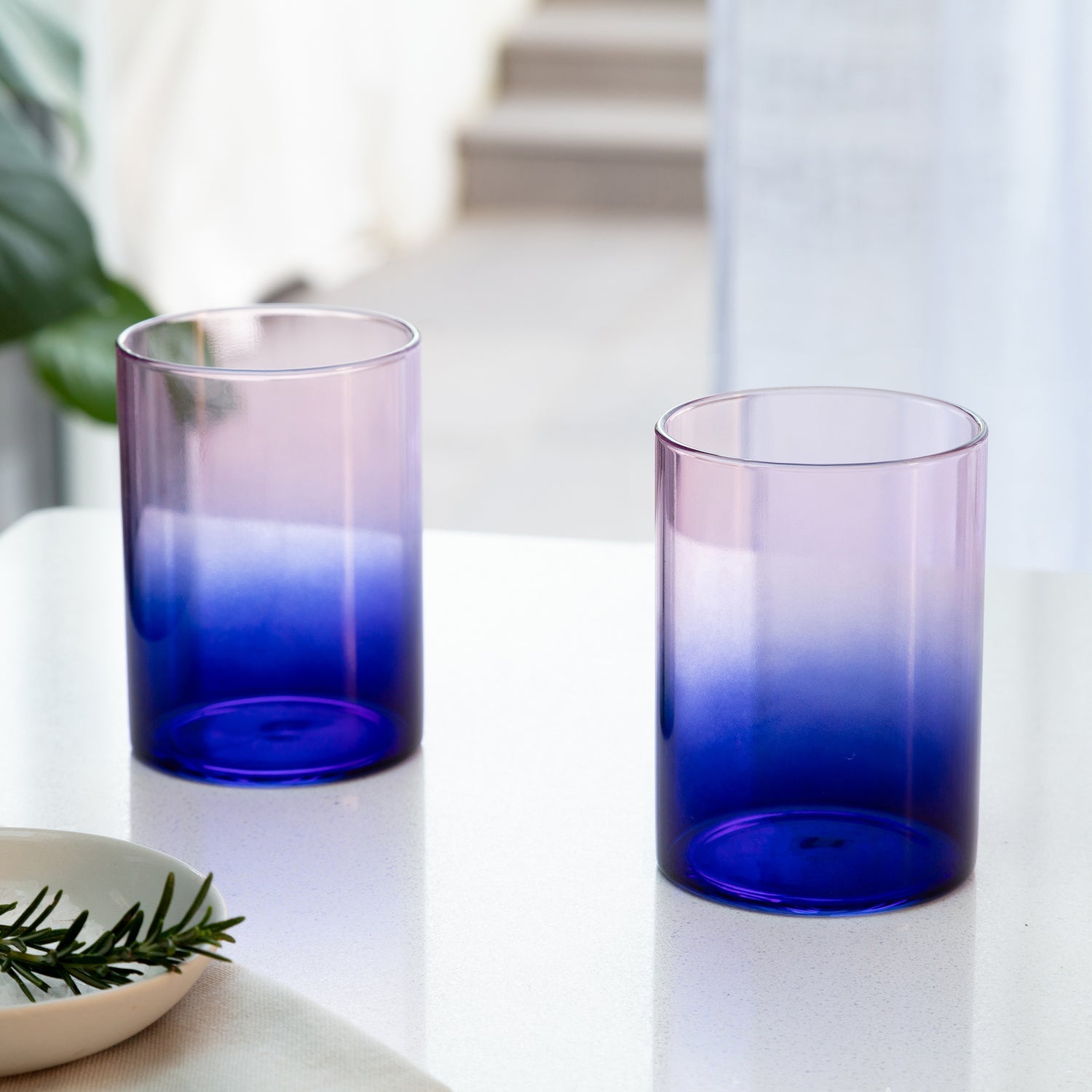 Gradient Glass, Set of 2, Blue /Pink