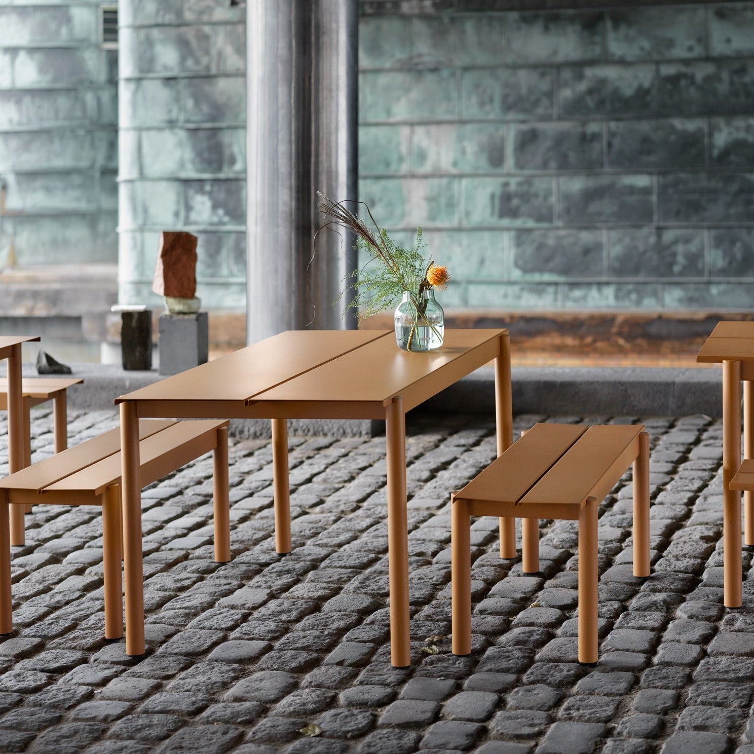 Linear Steel Bench, Burnt Orange 170cm