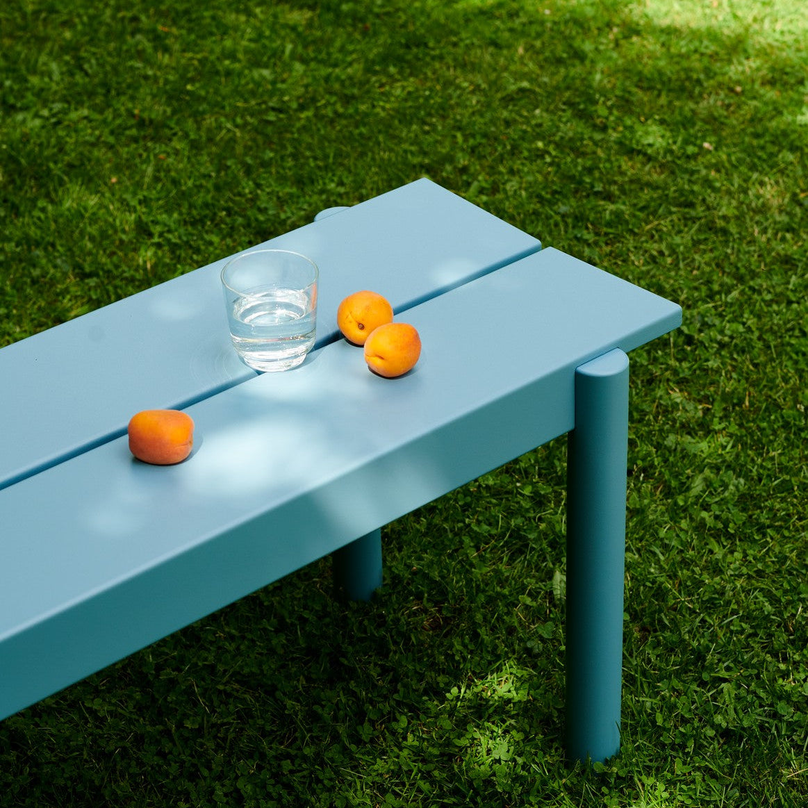 Linear Steel Bench, Light Blue 110cm