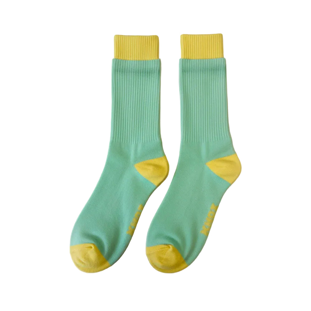 Double Cuff Socks, Lemon Mint