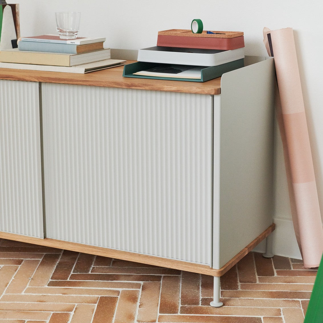 Enfold Sideboard Low, Oak/Grey