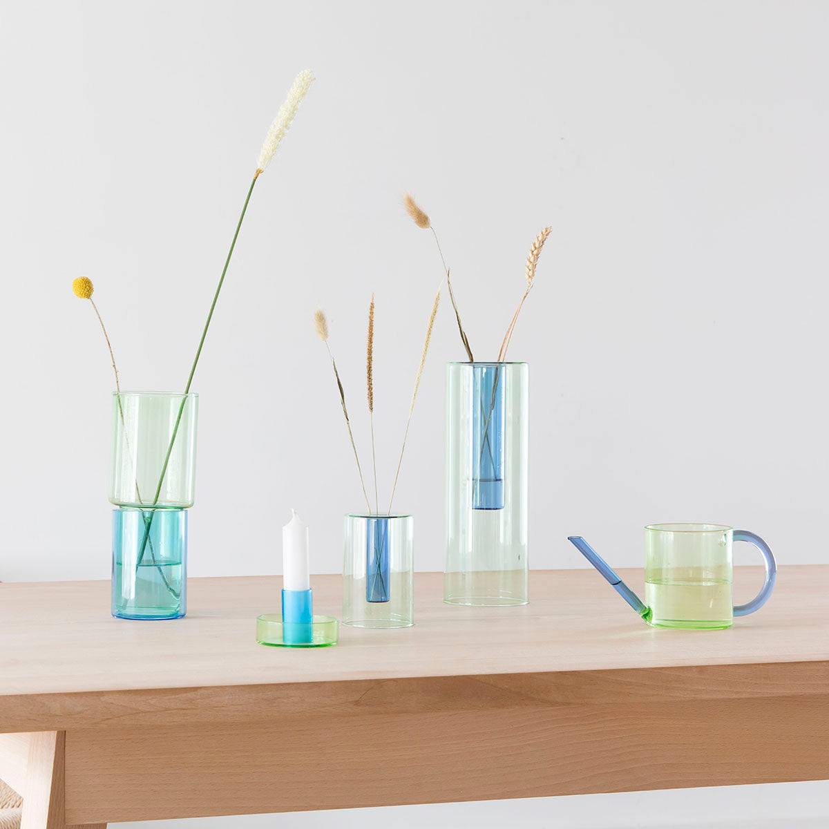 Reversible Glass Vase - Large - Green / Blue