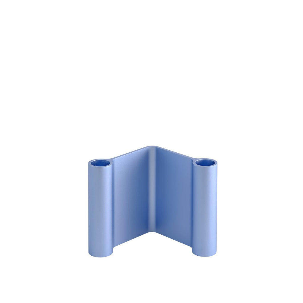 Pair Candleholder, 4" Light Blue