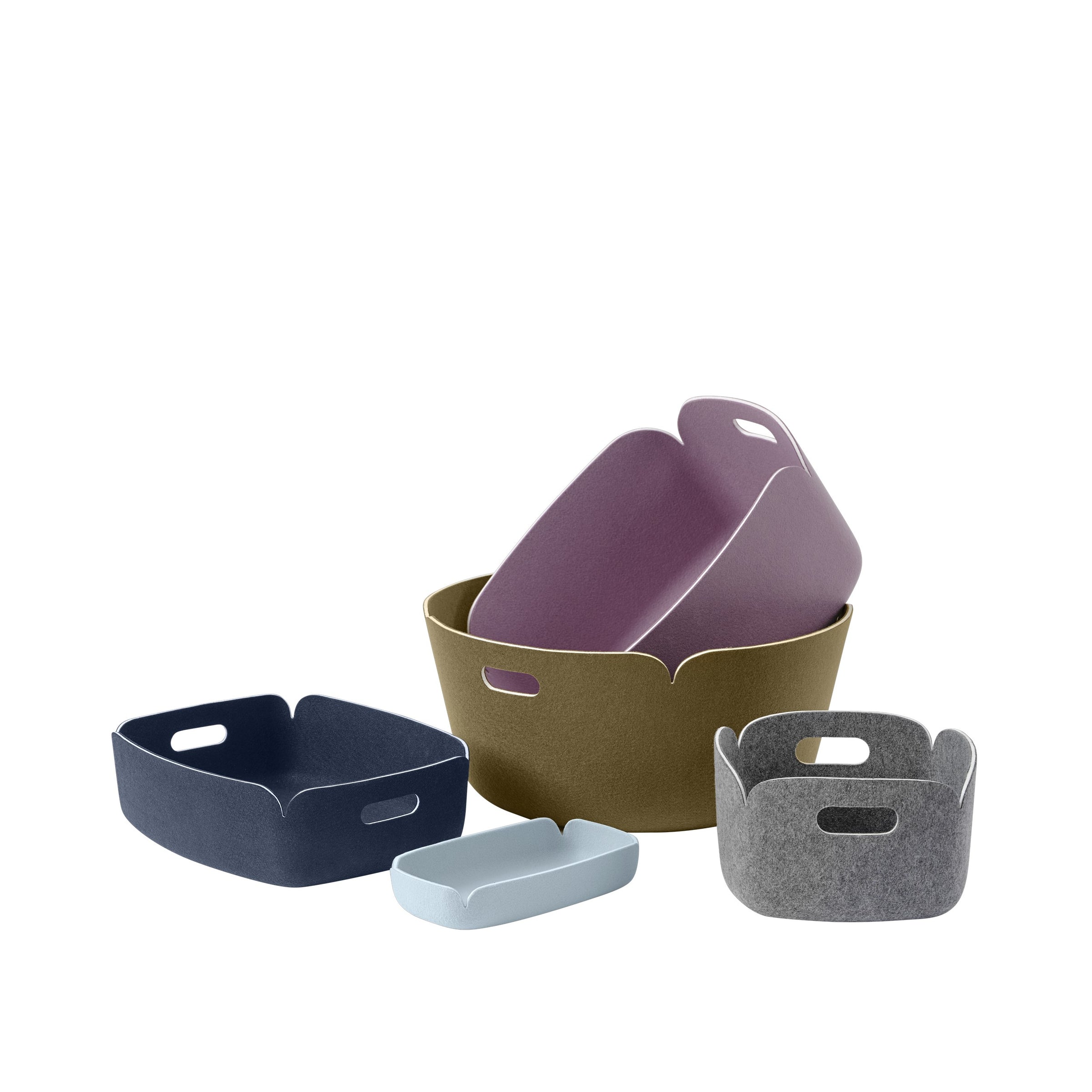 Restore Felt Square 11" Storage Basket, Brown Green