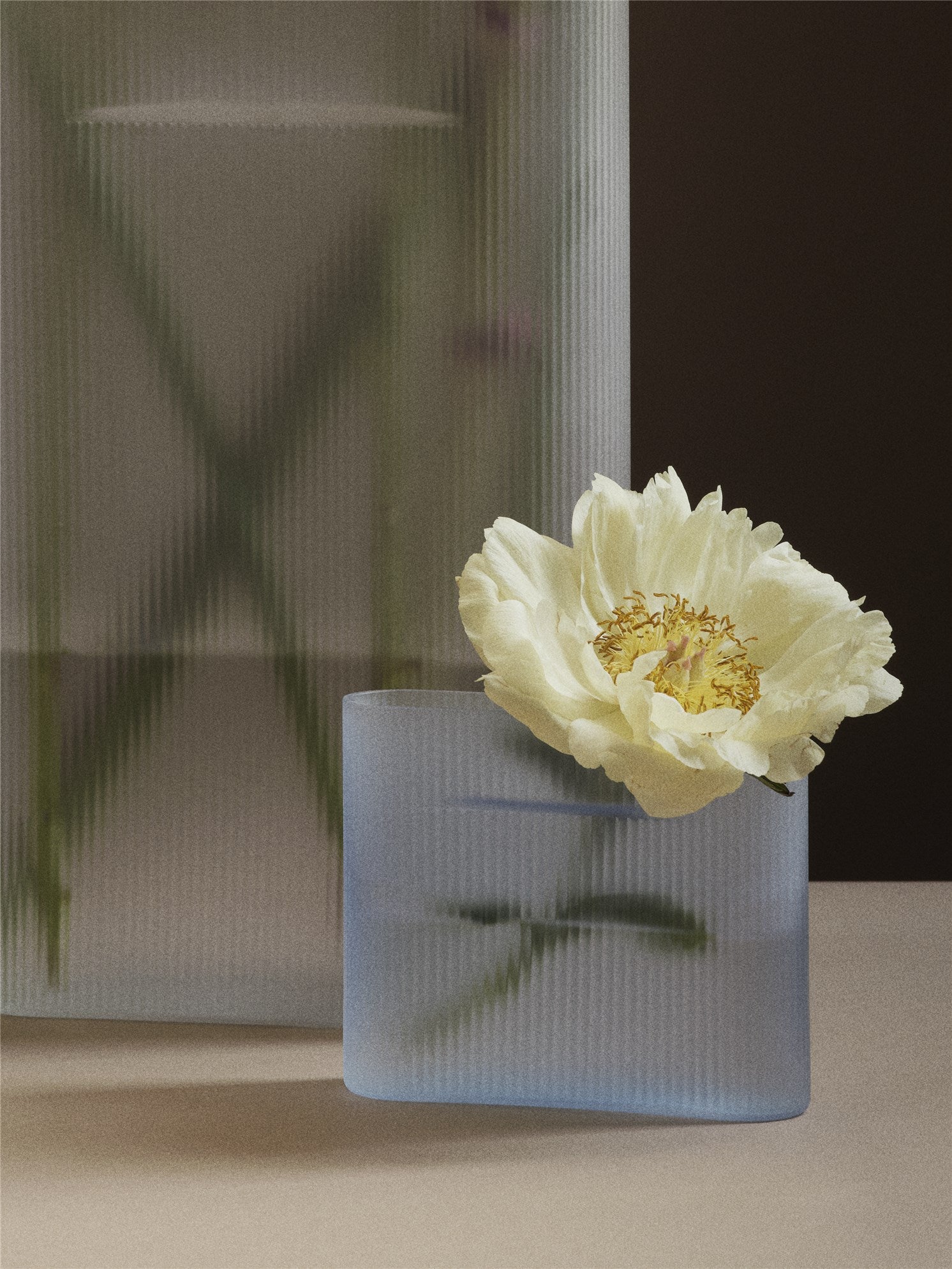 Ridge Vase Frosted, Light Blue, 6.7"