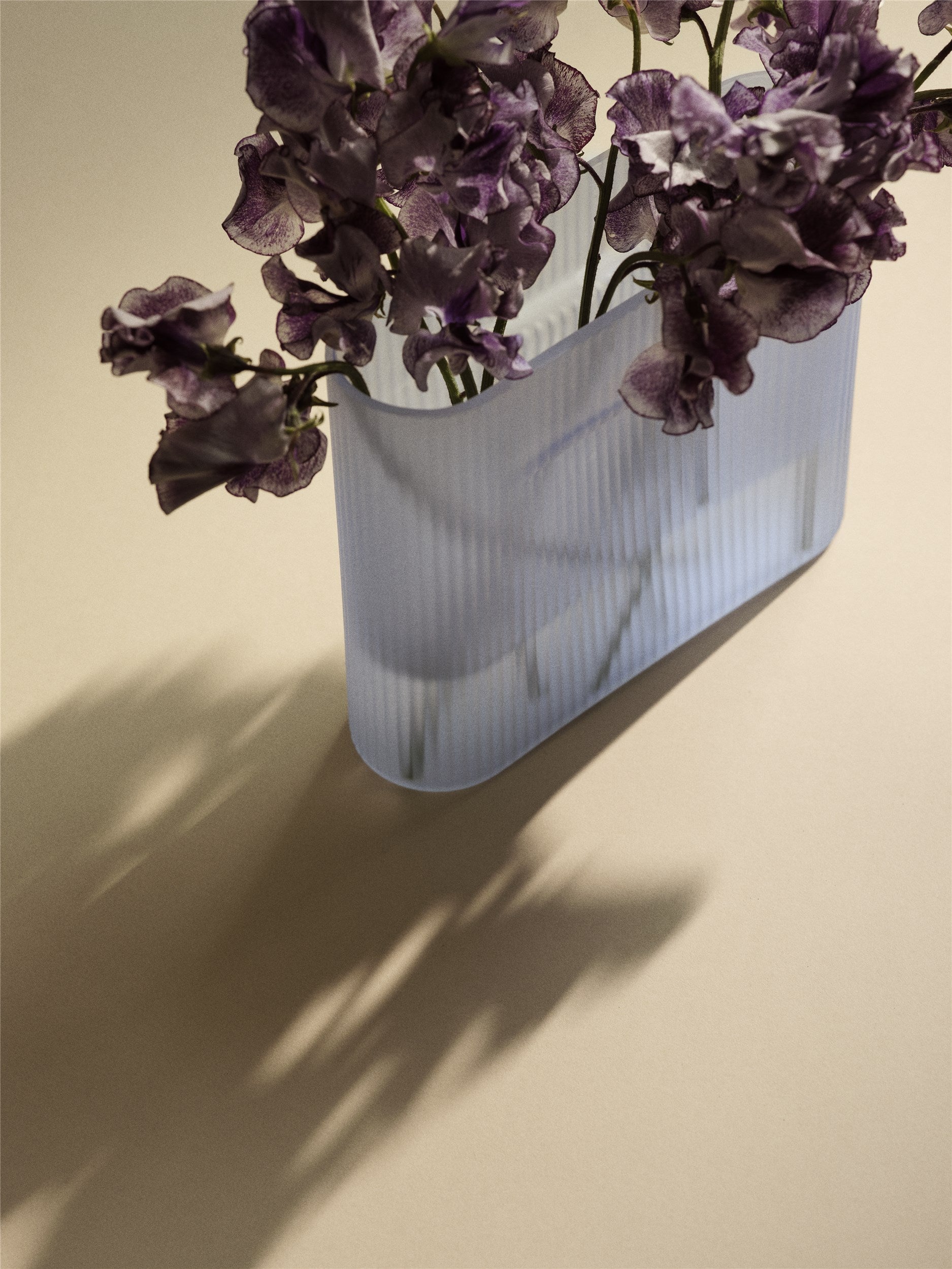 Ridge Vase Frosted, Light Blue, 6.7"