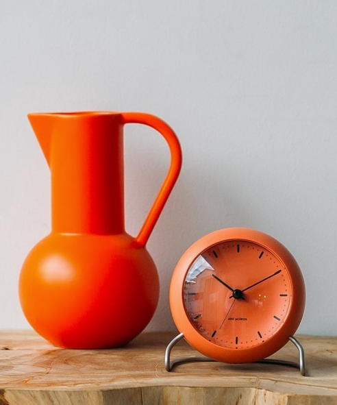 Arne Jacobsen City Hall Table Alarm Clock, orange