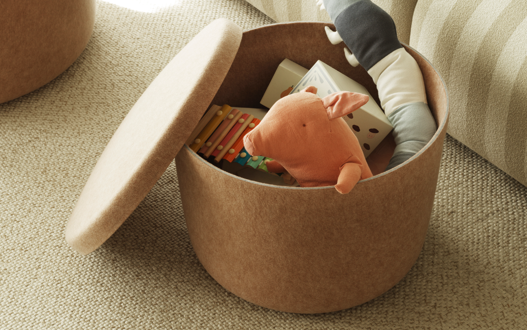 Hide Storage Pouf Small, Brown