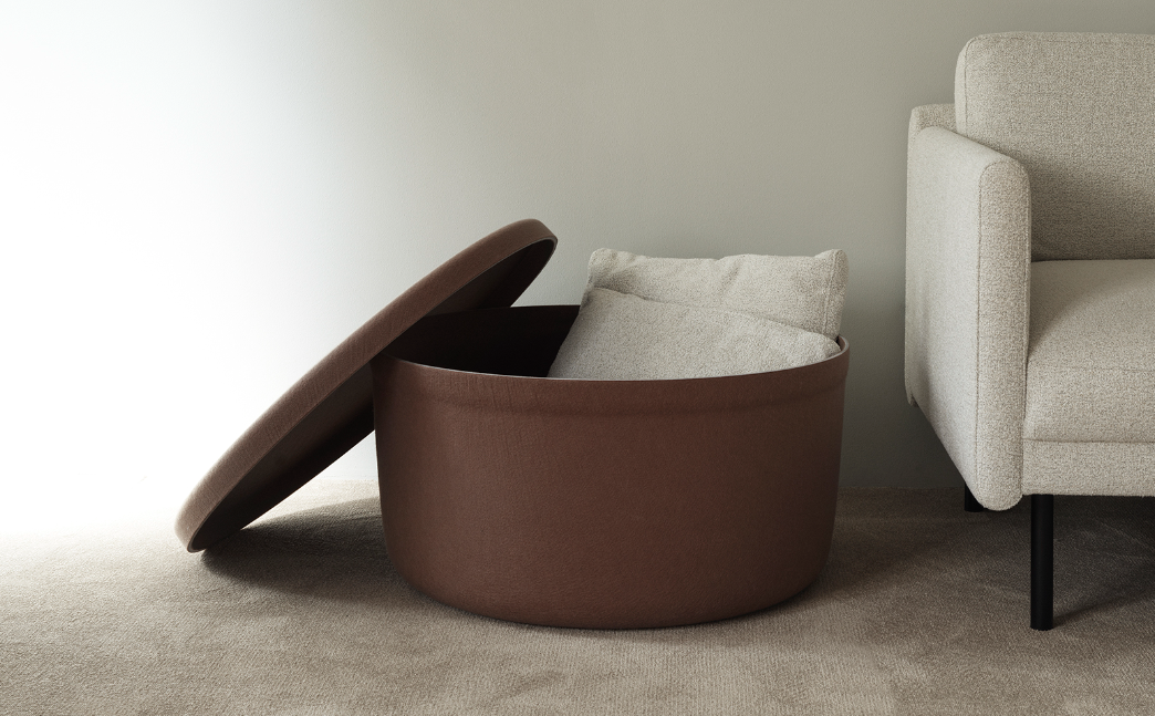 Hide Storage Pouf Small, Sand
