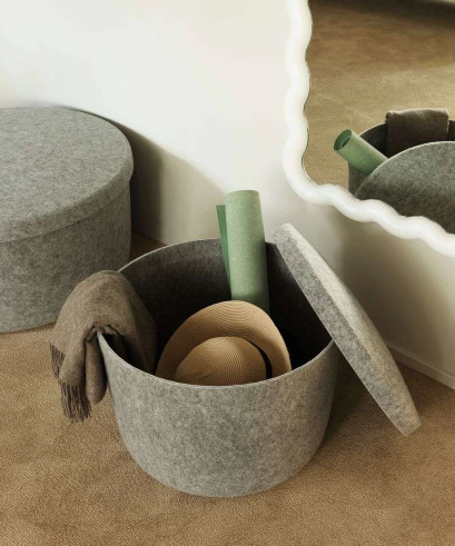 Hide Storage Pouf Large, Sand