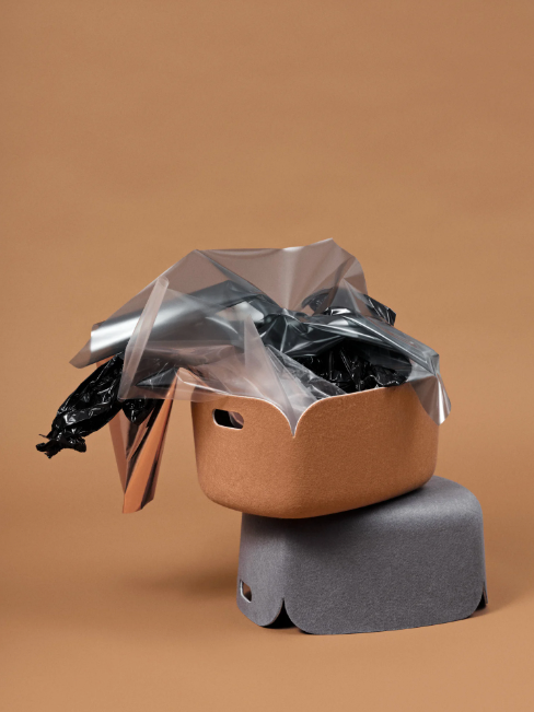 Restore Felt Basket, Beige Green