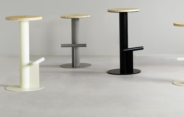 Pole Stool 65cm, Pine/Grey