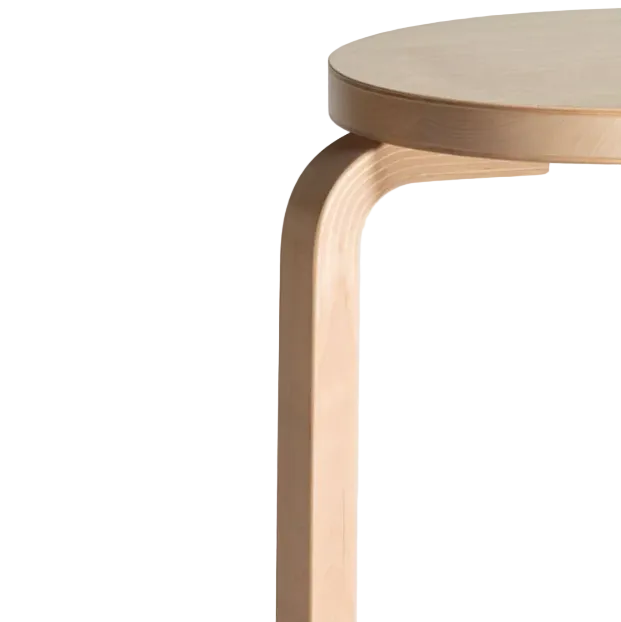 Artek Stool 60, Legs Natural Lacquered, Seat Green Lacquered