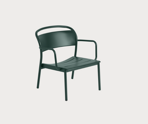 Linear steel lounge arm chair, dark green