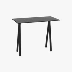 2-DOTS Console (Black) Solid Black Stained Top/Ash Wood Trestle