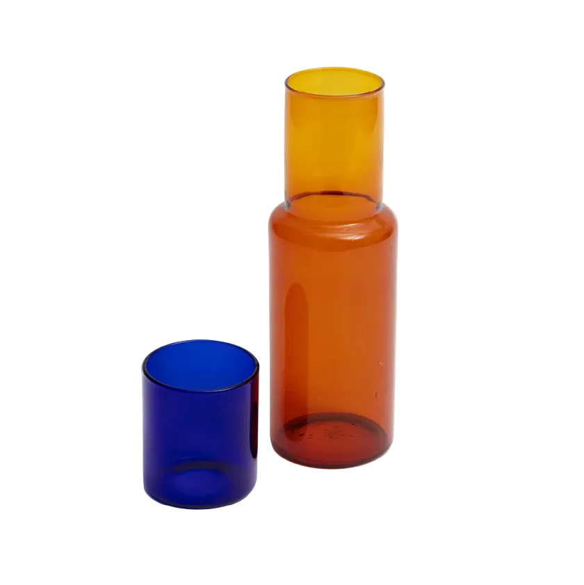 Duo Tone Glass Carafe, Amber / Cobalt