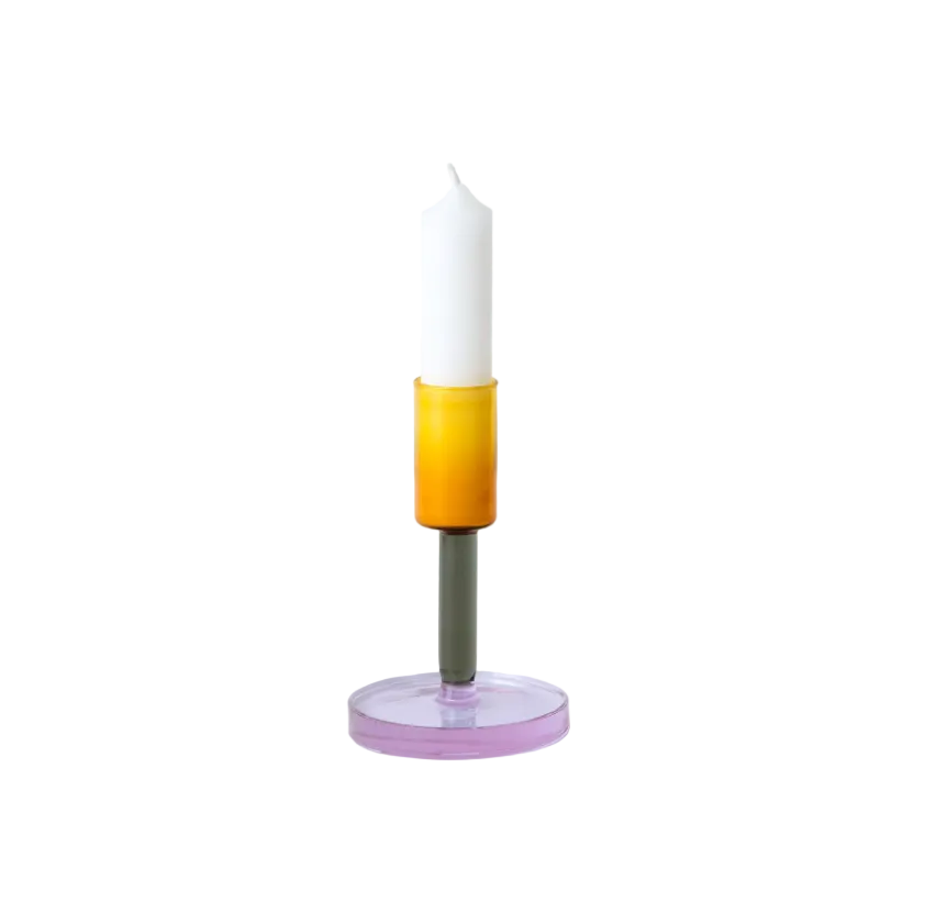 Glass Candlestick, Med, Amber / Smoke / Lilac