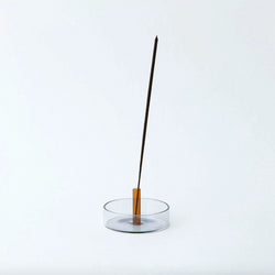 Duo Tone Glass Incense Holder - Smoke / Amber