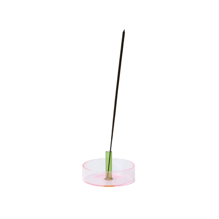 Duo Tone Glass Incense Holder, Pink / Green