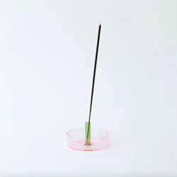 Duo Tone Glass Incense Holder - Pink / Green