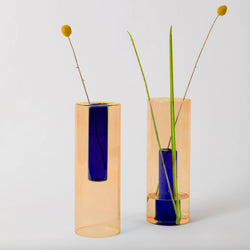 Reversible Glass Vase - Large - Peach / Cobalt