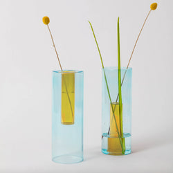 Reversible Glass Vase - Large - Blue / Yellow