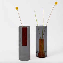 Reversible Glass Vase - Large - Smoke/Amber