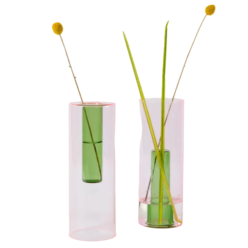 Reversible Glass Vase - Large - Pink / Green