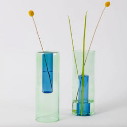 Reversible Glass Vase - Large - Green / Blue