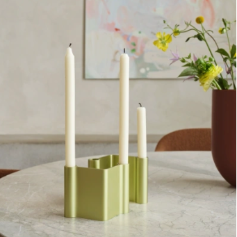 Pair Candleholder, 4" Green