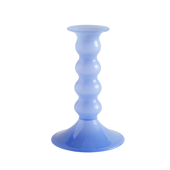 Wavy Candleholder, Medium, Jade Light Blue