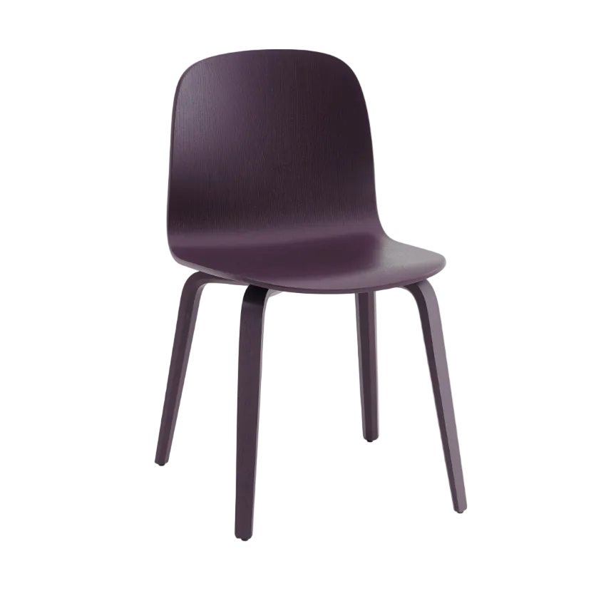 Visu Chair, Wood Base, Dark Plum