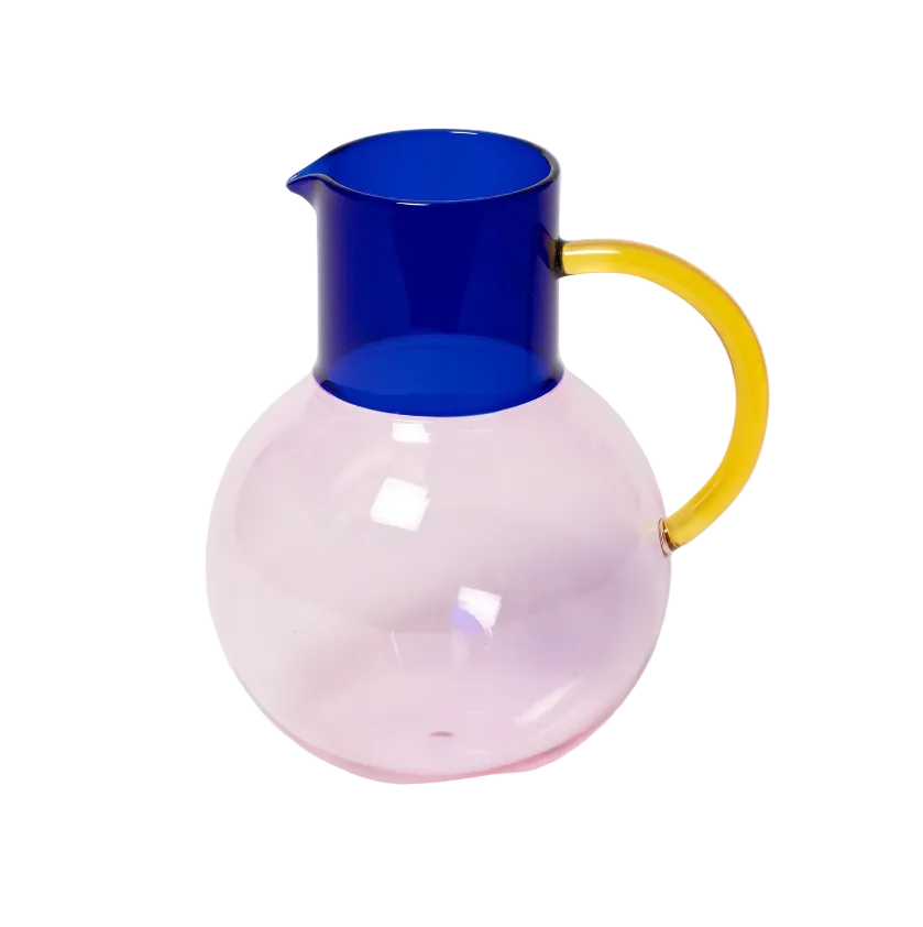 Pablo Glass Jug - Large - Pink Cobalt Yellow